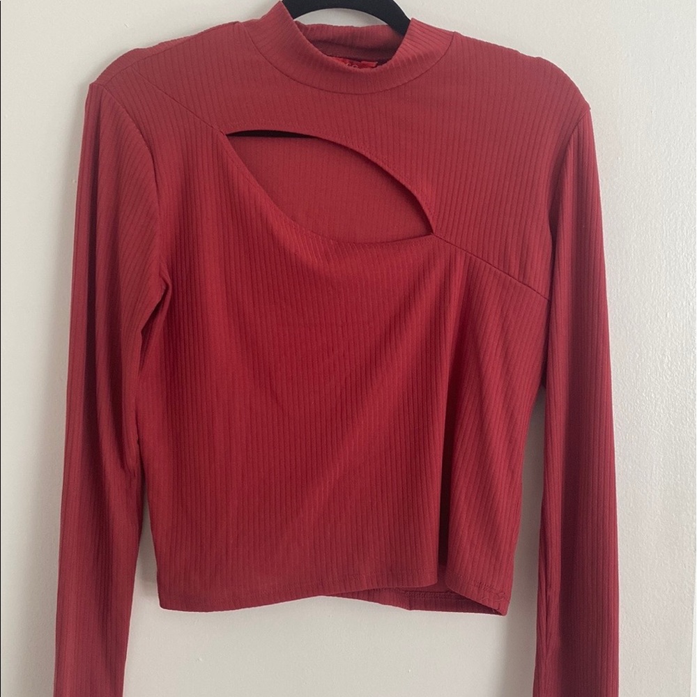 Cutout mock-neck top
